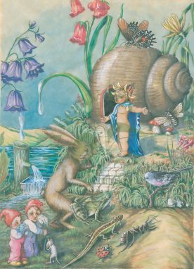 Impression numérique. Sollicitation des êtres du pays merveilleux auprès du roi des elfes.