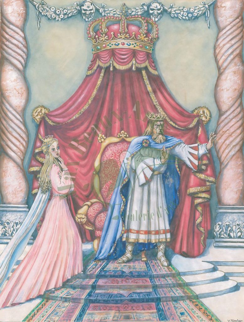 Illustrations Art fantastique. le roi répudie sa fille la princesse.