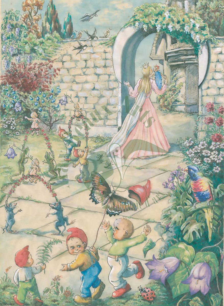 Aquarelle. Illustration du retour de la princesse.
